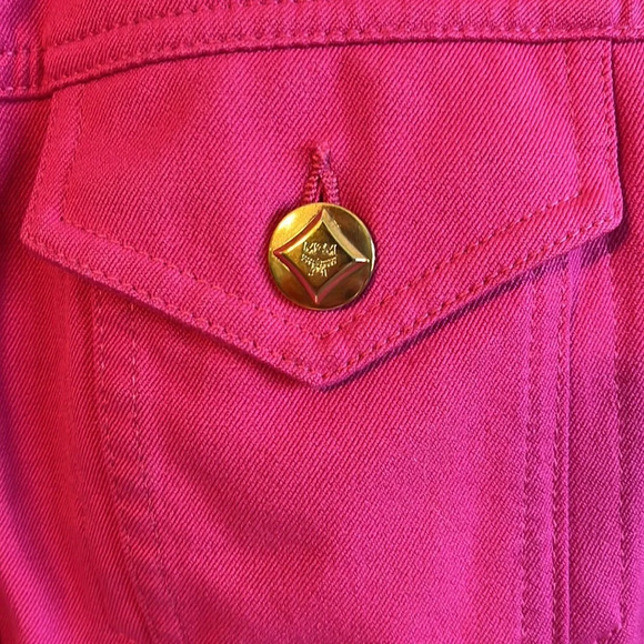 MCM Vintage 90s Barbiecore Denim Style Jacket with Gold Hardware - Picture 3 of 10